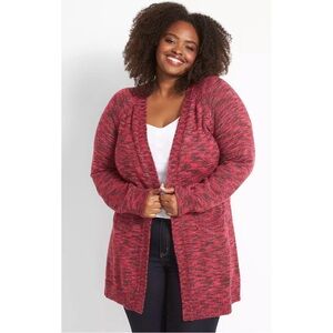 Lane Bryant Open-Front Burgundy Knit Cardigan Womens Size 18/20